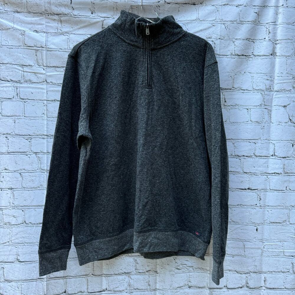 Faherty Pullover Sweater Sweatshirt 1/4 Zip Heathered Gray XL Comfort Active